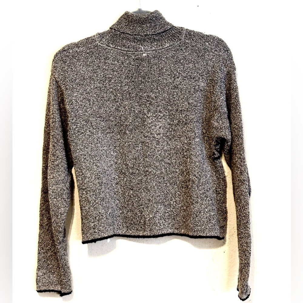 Vintage Fair Isle Tight Knit  Turtleneck Sweater Brown Black Accents Medium Size - Picture 2 of 7